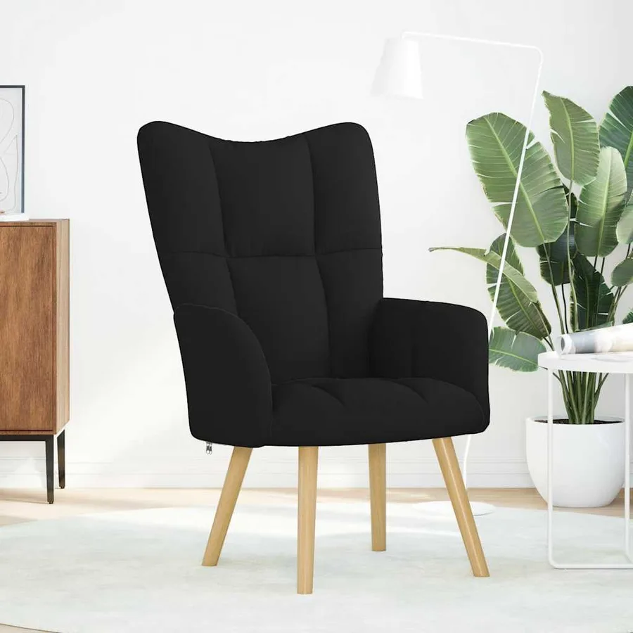 Chaise de relaxation Noir Tissu - 2
