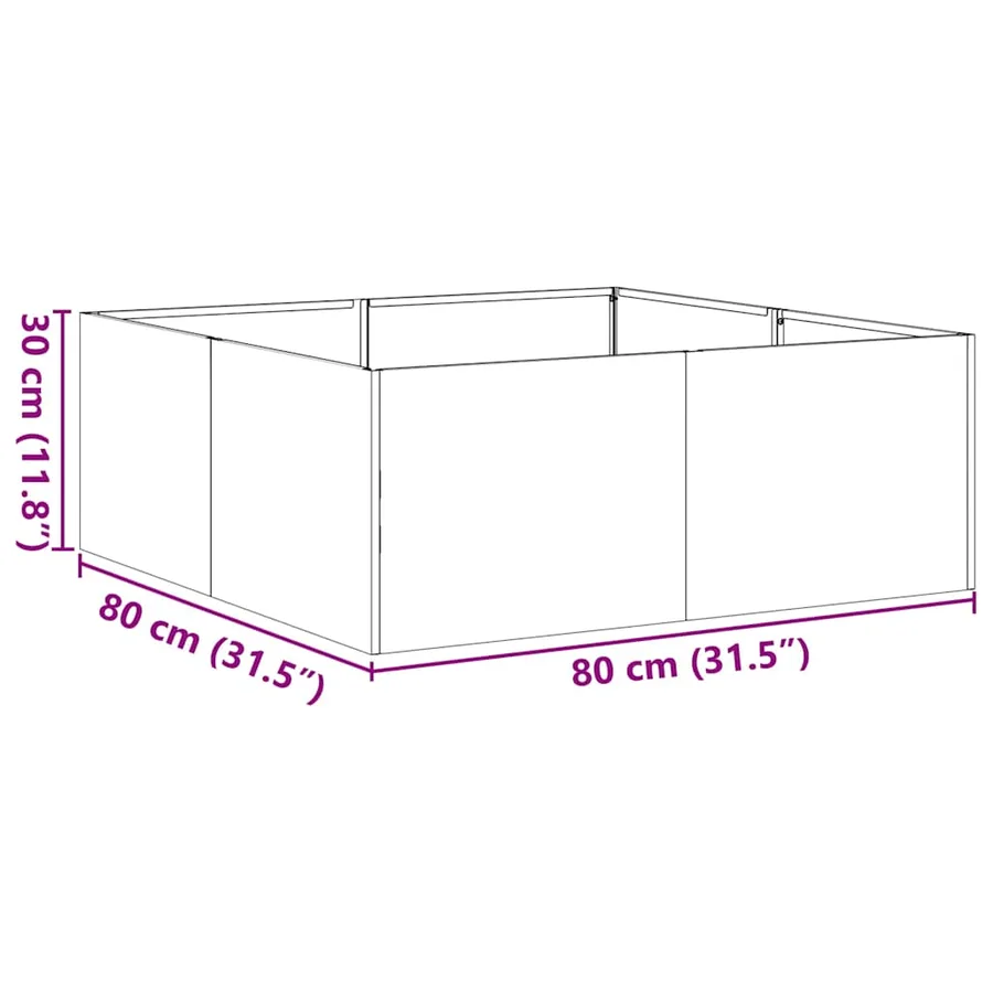 Jardinière anthracite 80x80x30 cm acier - 9