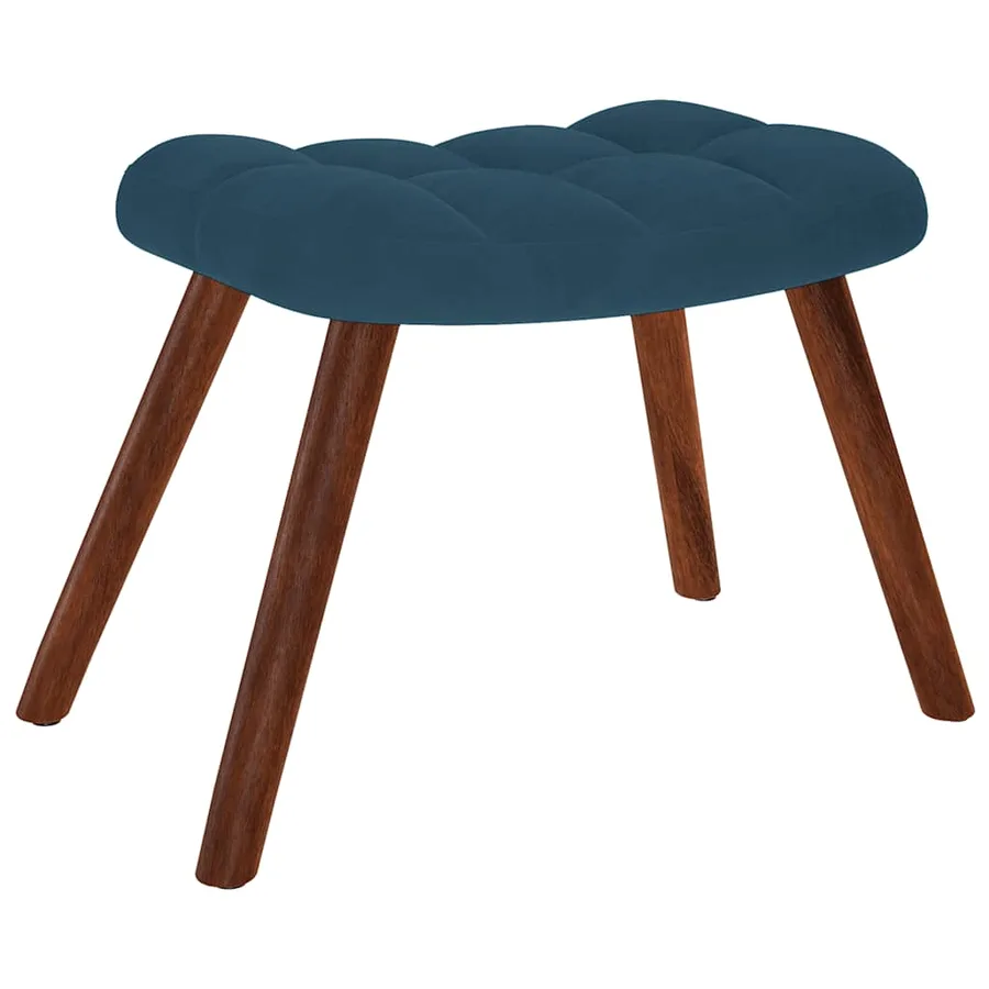 Chaise à bascule avec repose-pied bleu velours - 5