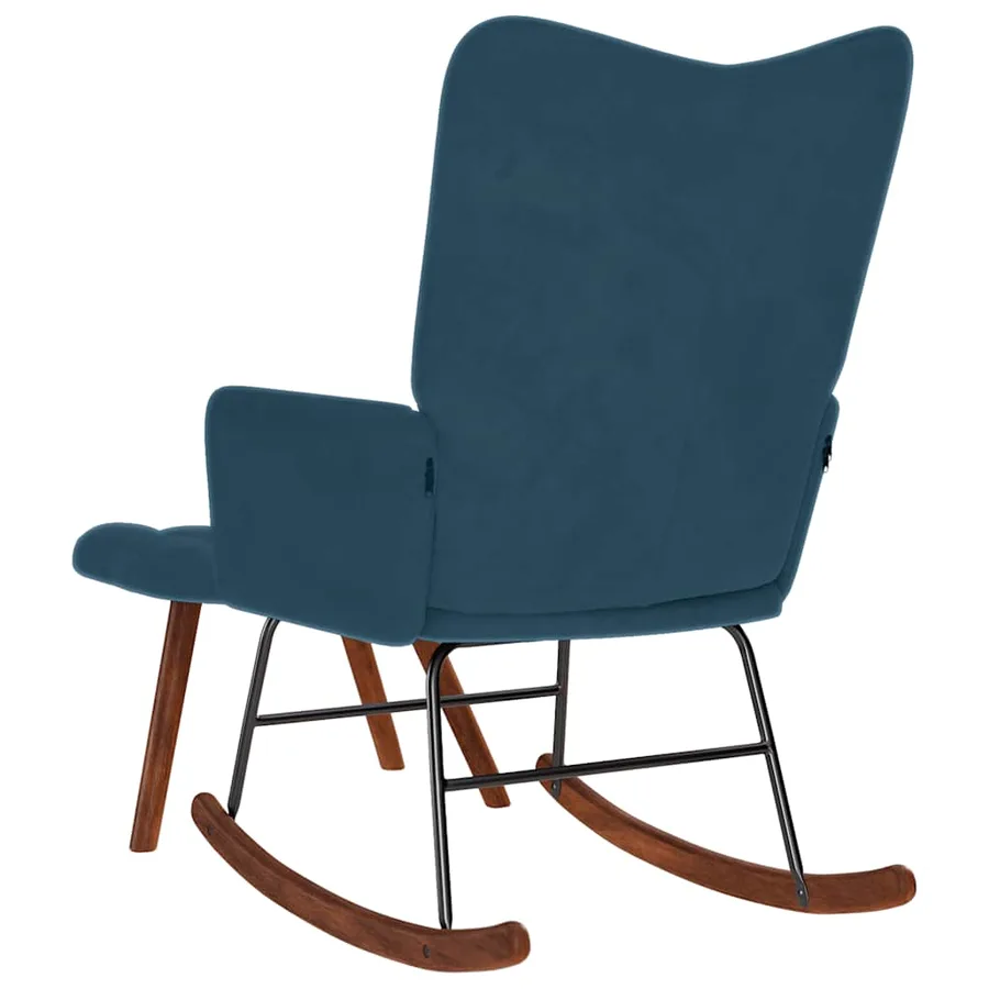 Chaise à bascule avec repose-pied bleu velours - 7