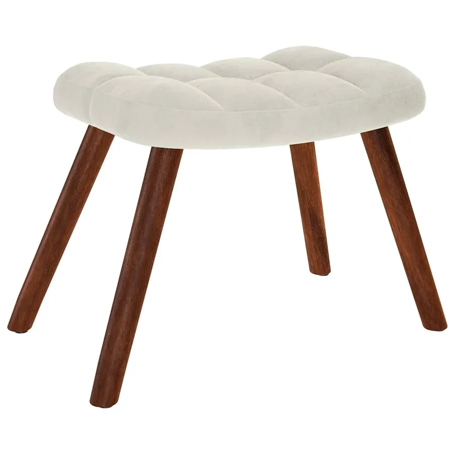 Fauteuil relax avec tabouret en velours crème - 5