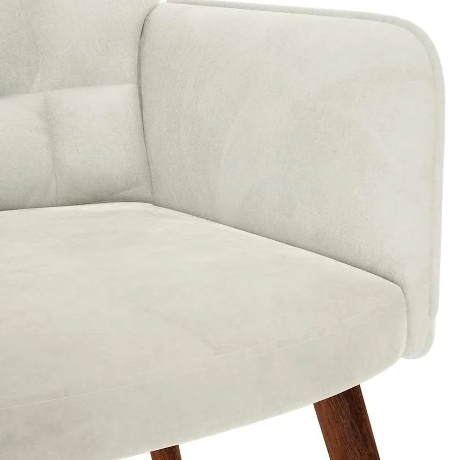 Fauteuil relax avec tabouret en velours crème - 8