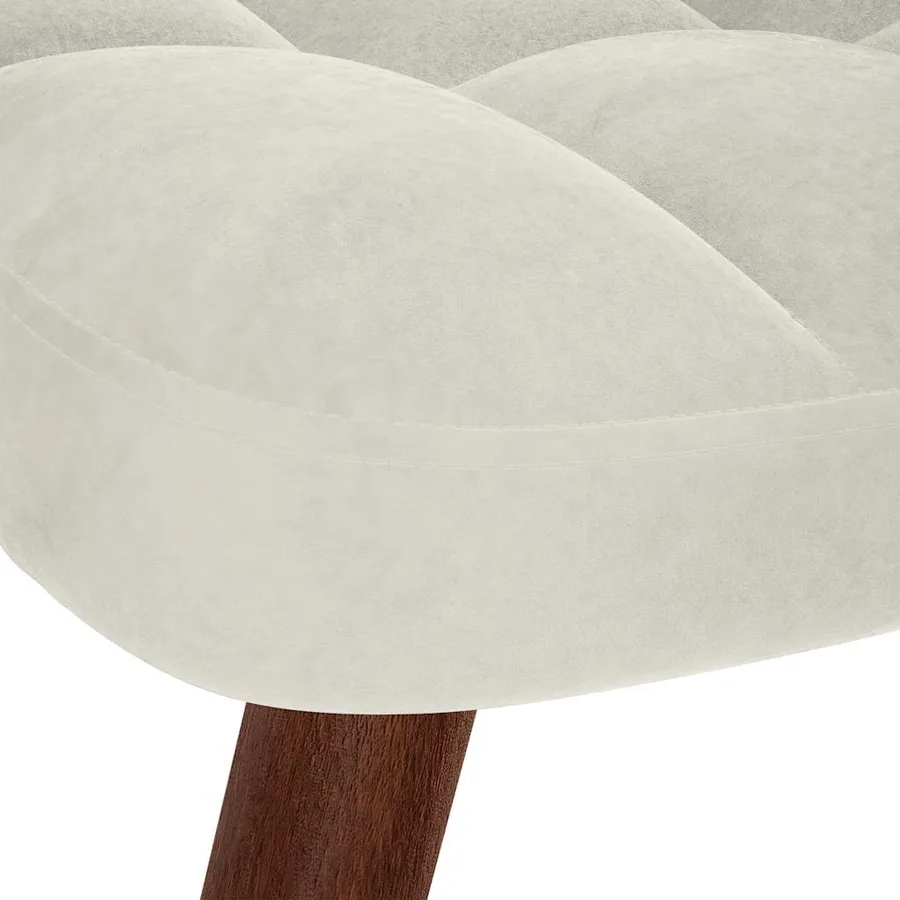 Fauteuil relax avec tabouret en velours crème - 9