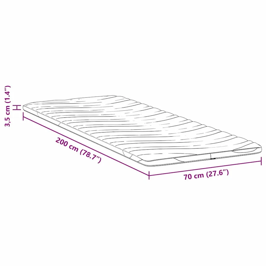Surmatelas Blanc 70 x 200 cm Tissu en Tricot - 11