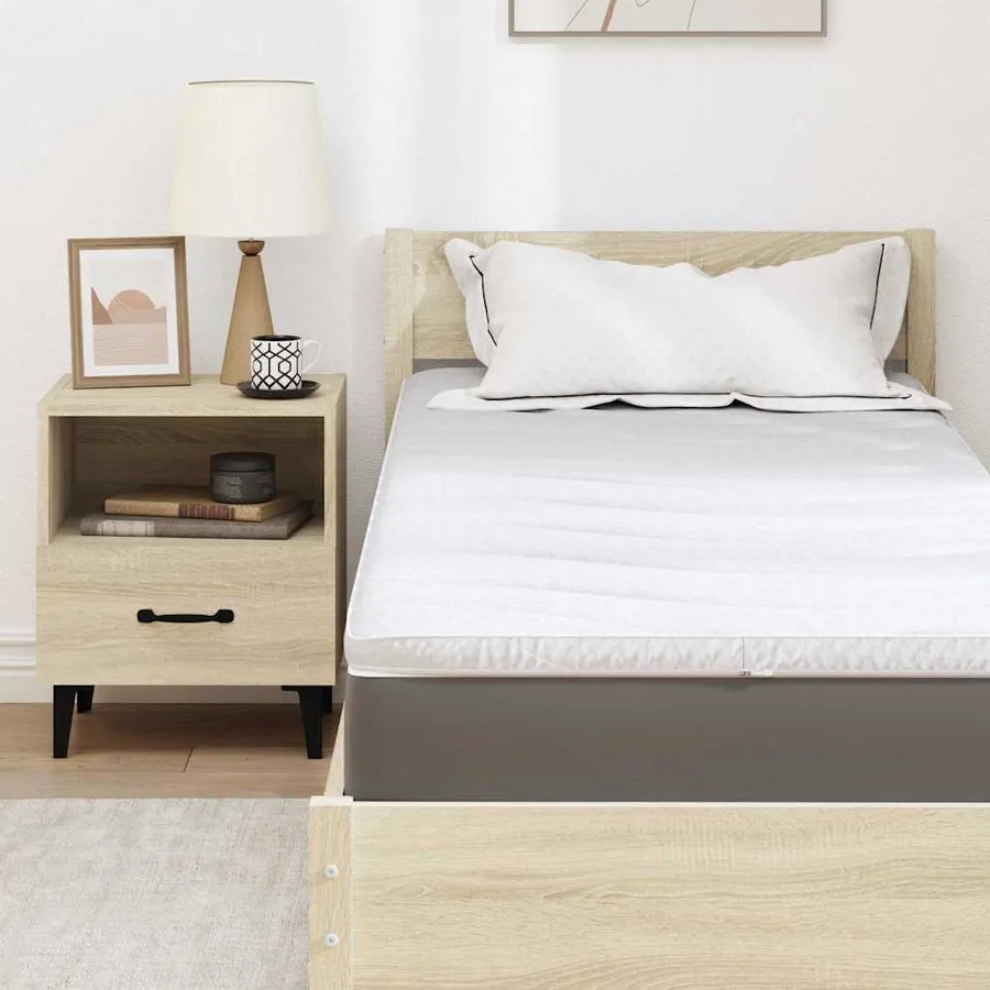Surmatelas Blanc 70 x 200 cm Tissu en Tricot - 7