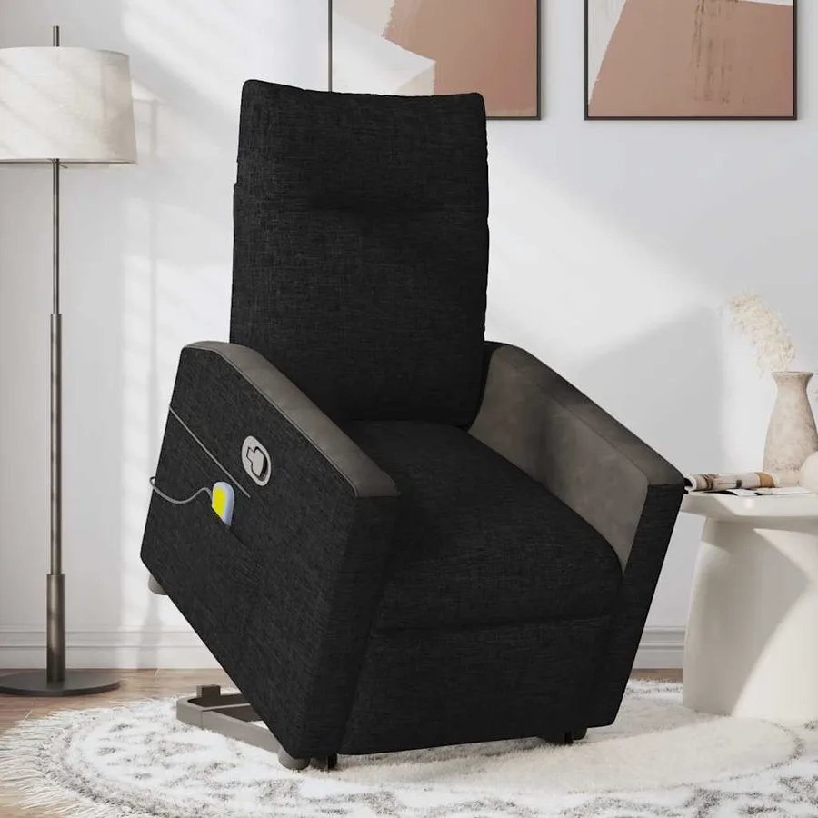 Fauteuil de massage inclinable Noir Tissu - 3
