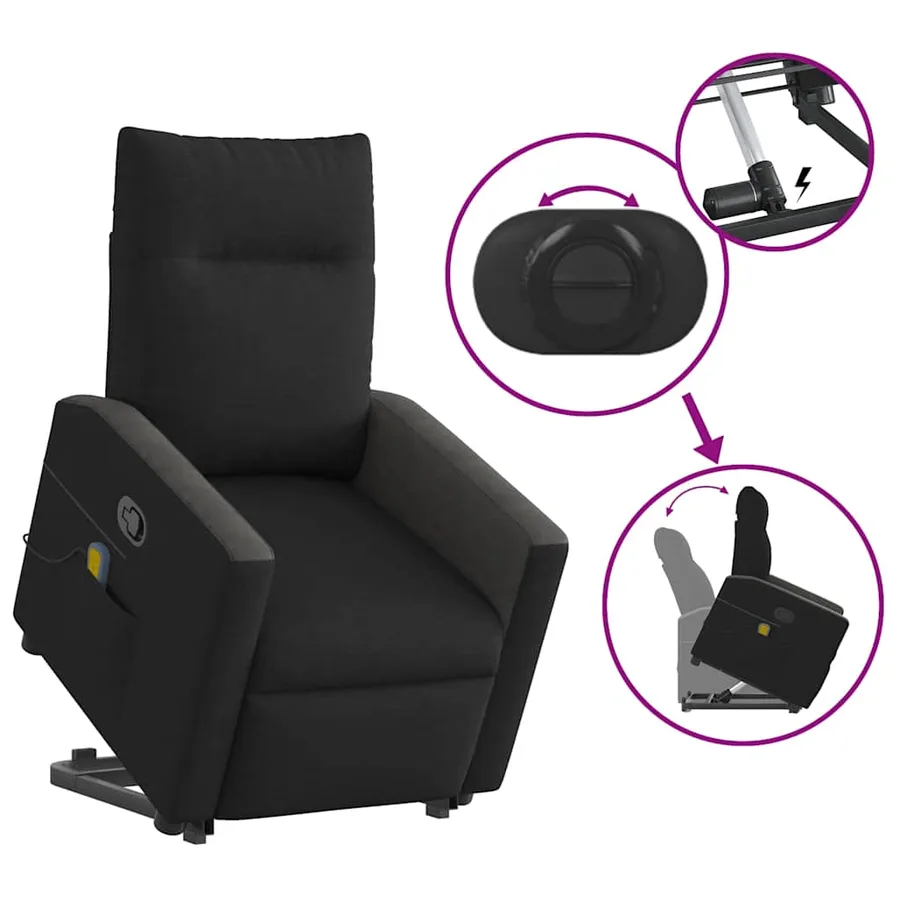 Fauteuil de massage inclinable Noir Tissu - 9