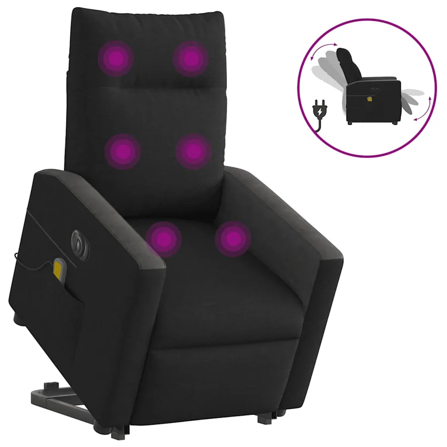 Fauteuil inclinable de massage électrique Noir Tissu - 2