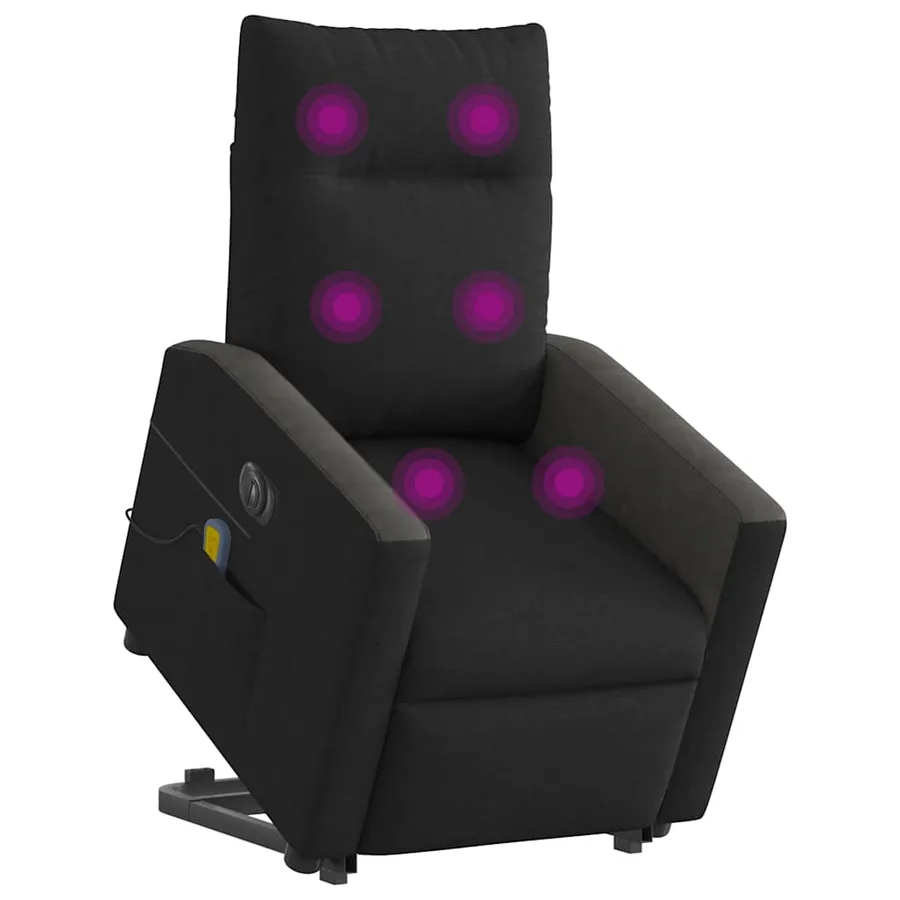 Fauteuil inclinable de massage électrique Noir Tissu - 3