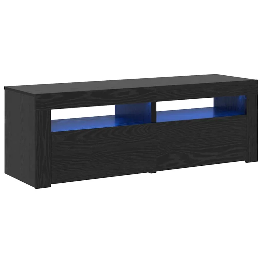 Meuble TV avec éclairage LED en chêne noir 120 x 35 x 40 cm bois d'ingénierie - 2