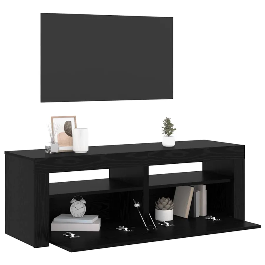 Meuble TV avec éclairage LED en chêne noir 120 x 35 x 40 cm bois d'ingénierie - 5