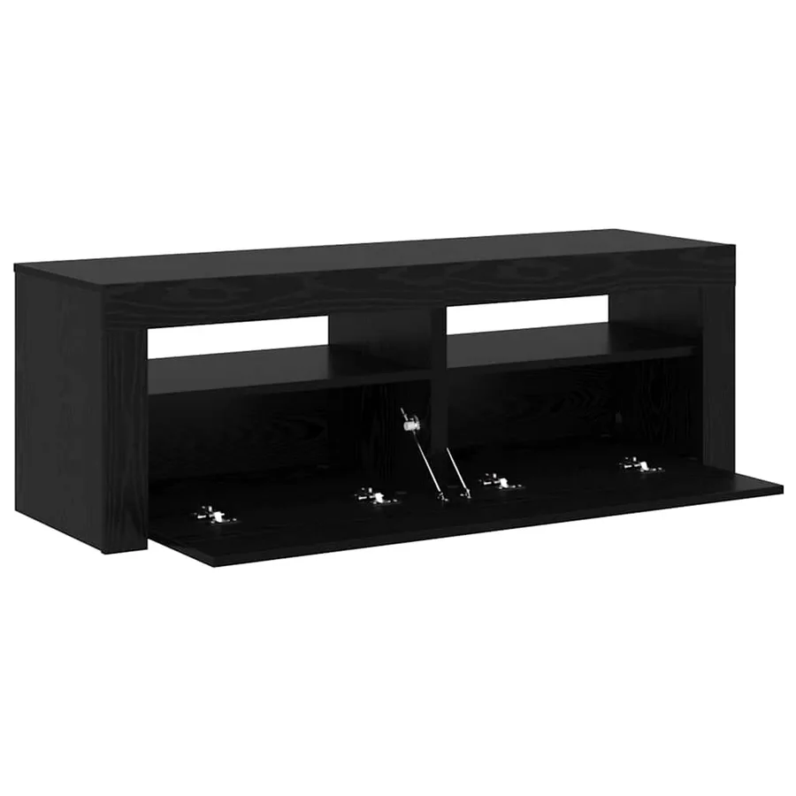 Meuble TV avec éclairage LED en chêne noir 120 x 35 x 40 cm bois d'ingénierie - 7