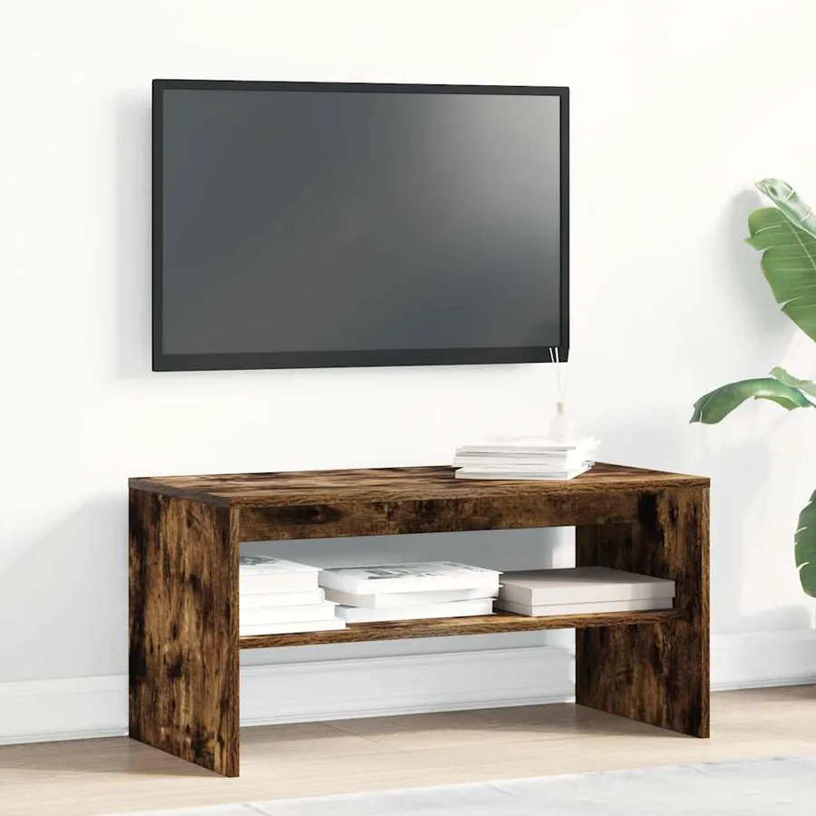 Meuble TV chêne fumé 80x40x40 cm bois d'ingénierie - 4