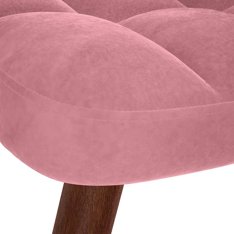 Chaise à bascule avec repose-pied rose velours - 9