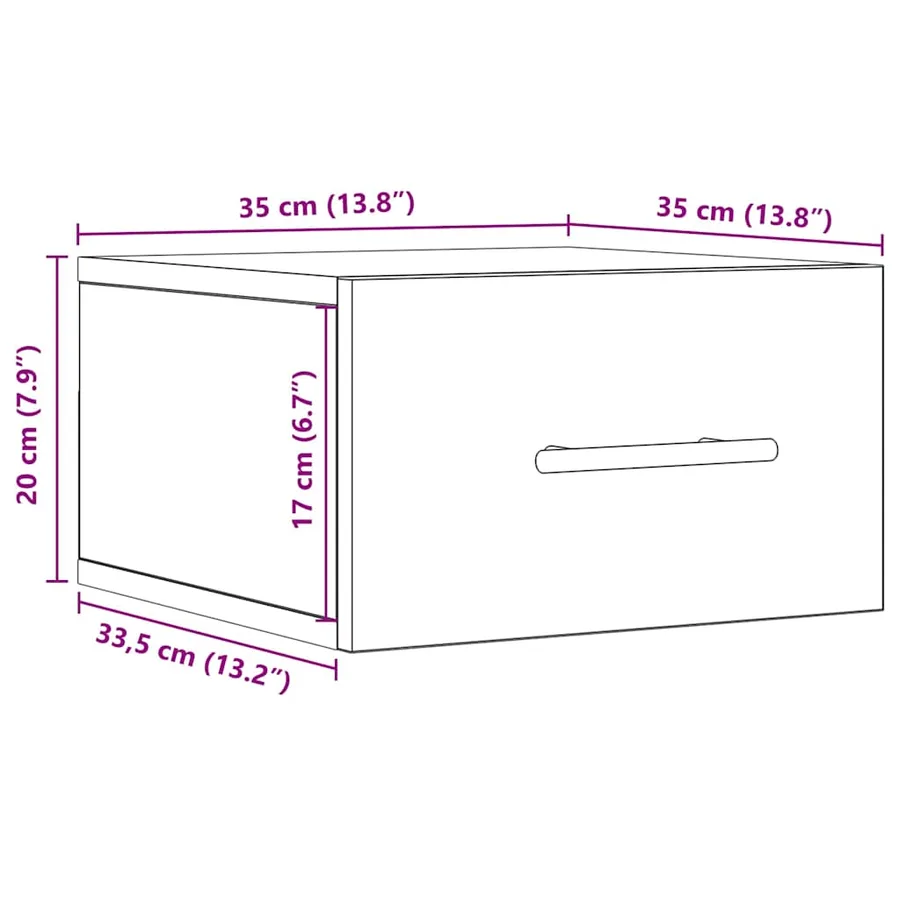 Cabinet de chevet 35 x 35 x 20 cm Bois d'ingénierie - 13