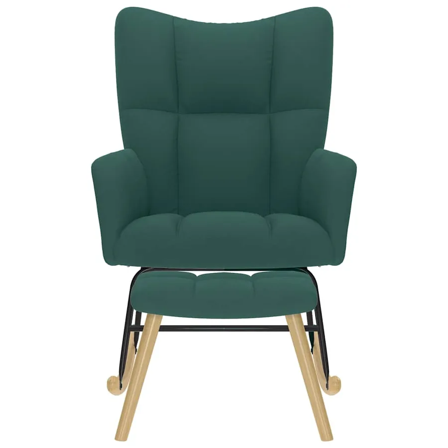 Chaise à bascule avec repose-pied Vert foncé Tissu - 3