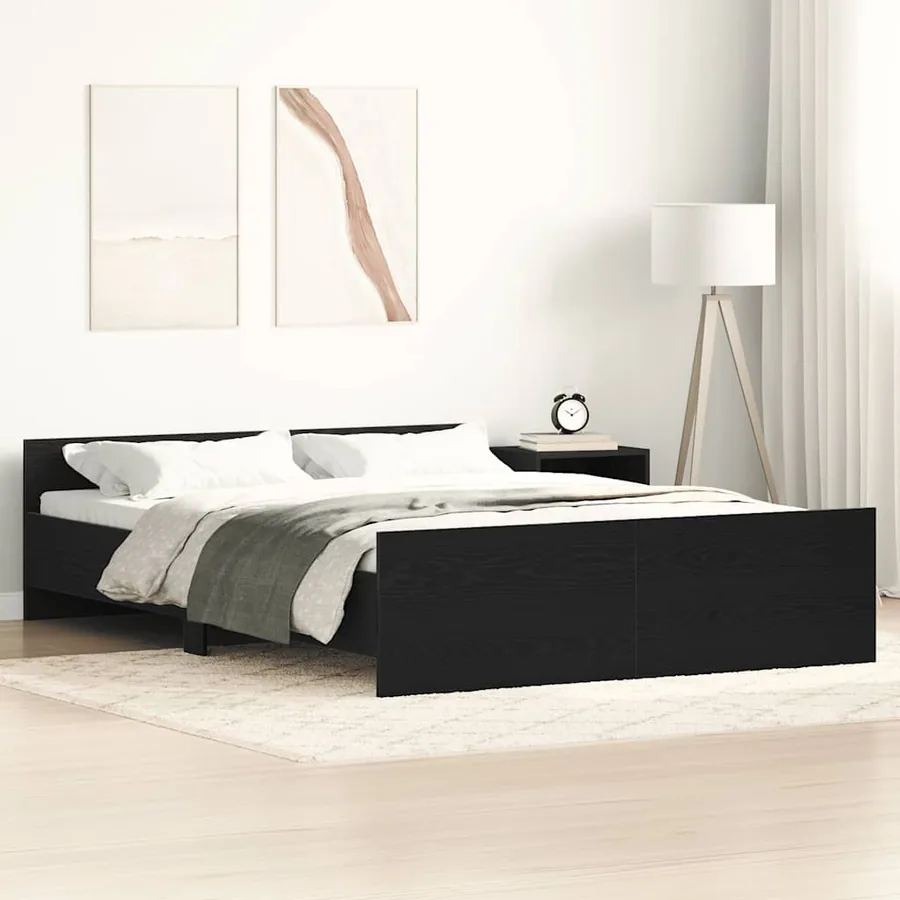 Cadre de lit sans matelas chêne noir 120 x 190 cm bois d'ingénierie