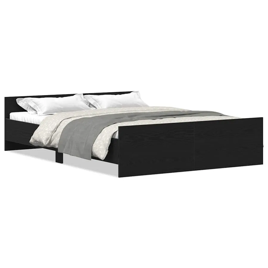 Cadre de lit sans matelas chêne noir 120 x 190 cm bois d'ingénierie - 2