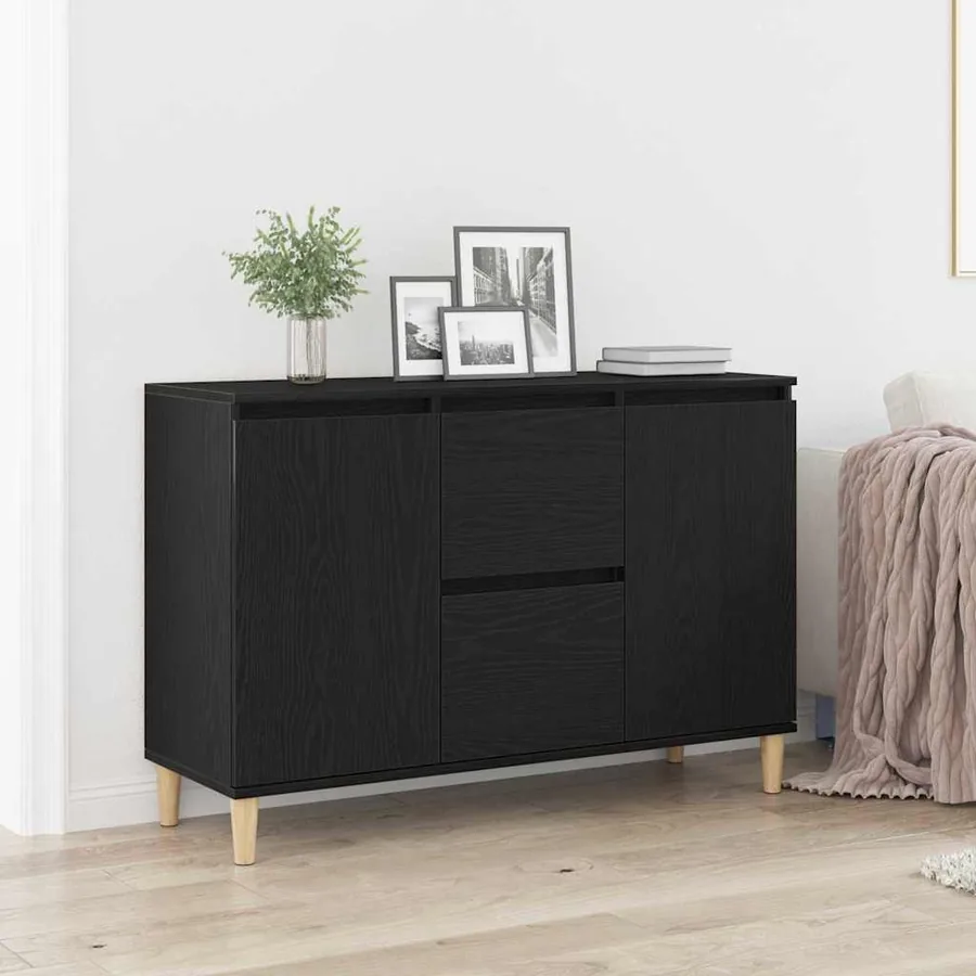 Buffet avec tiroir Noir 102 x 35 x 60 cm Bois d'ingénierie