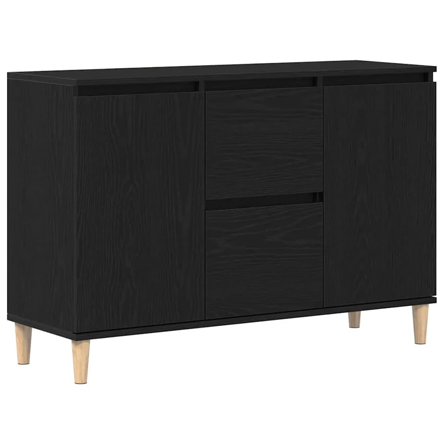 Buffet avec tiroir Noir 102 x 35 x 60 cm Bois d'ingénierie - 2