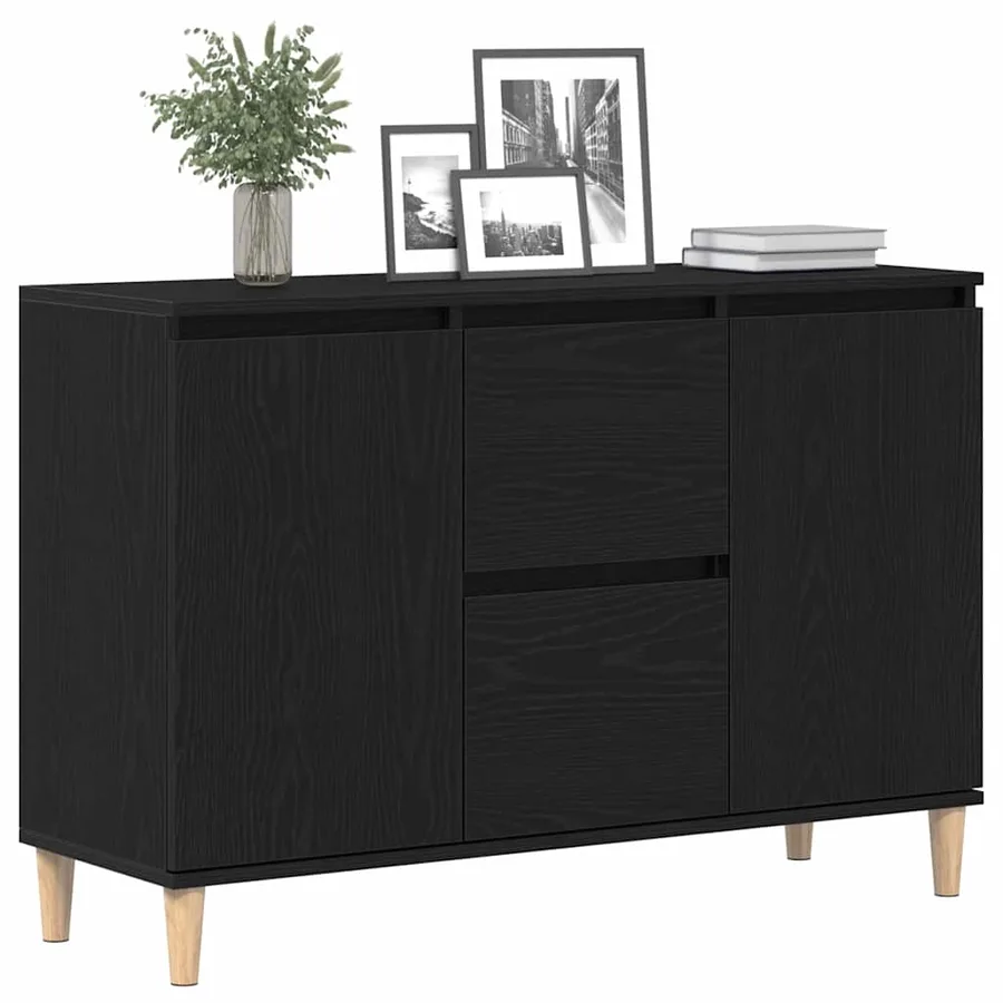 Buffet avec tiroir Noir 102 x 35 x 60 cm Bois d'ingénierie - 3