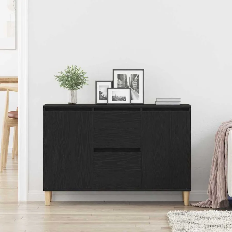 Buffet avec tiroir Noir 102 x 35 x 60 cm Bois d'ingénierie - 4