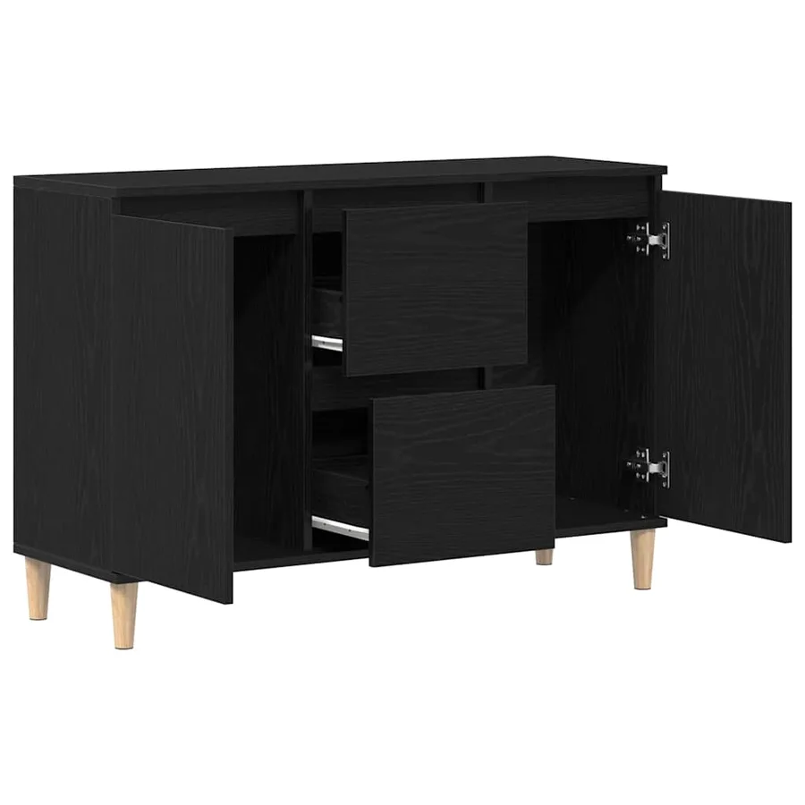 Buffet avec tiroir Noir 102 x 35 x 60 cm Bois d'ingénierie - 5