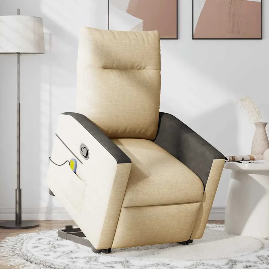 Fauteuil inclinable de massage Crème Tissu