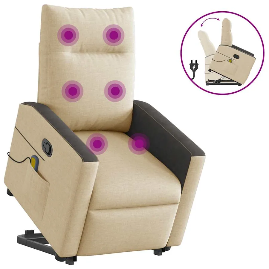 Fauteuil inclinable de massage Crème Tissu - 2