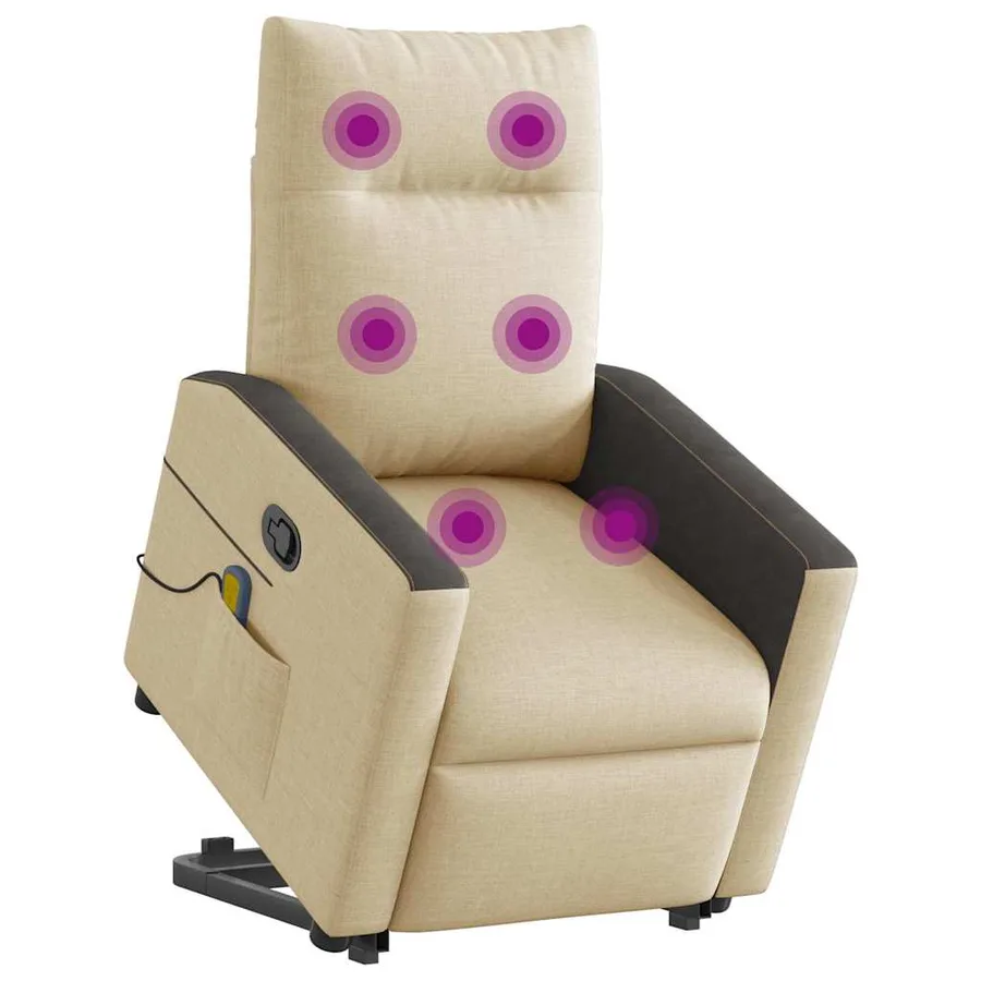 Fauteuil inclinable de massage Crème Tissu - 3