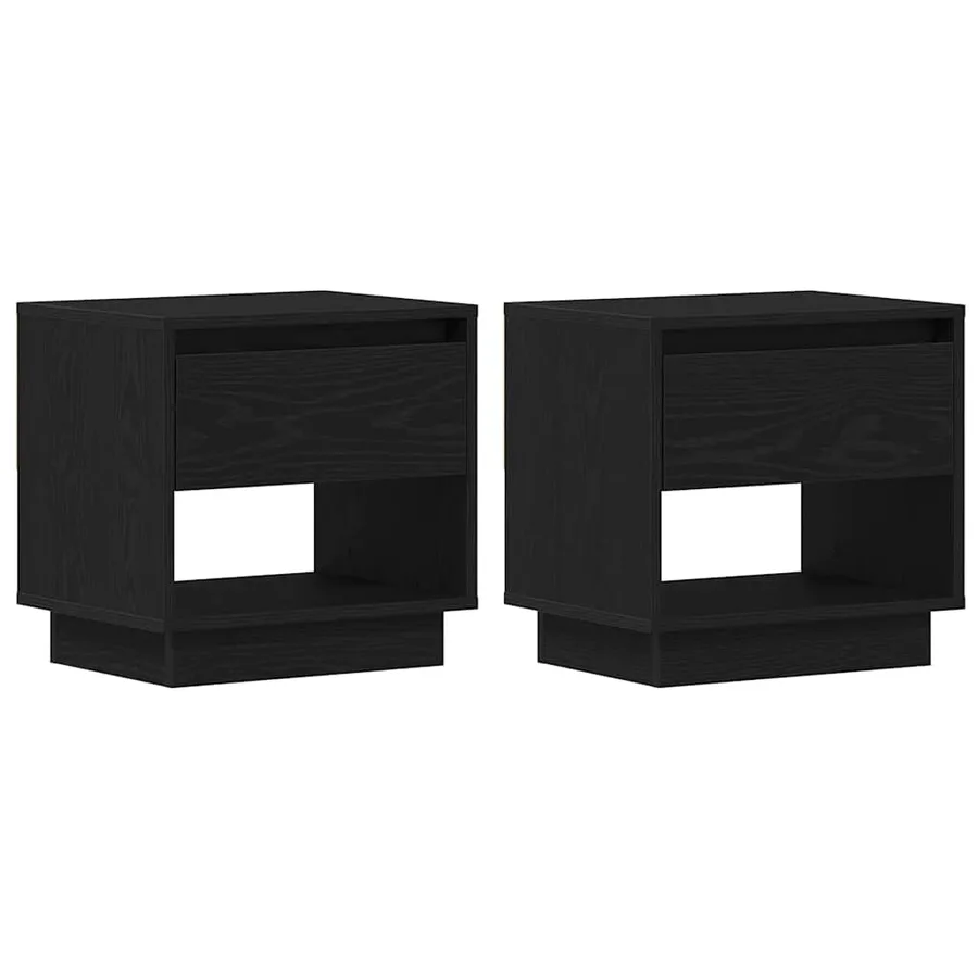 Table de nuit avec tiroir 2 pcs Chêne noir 45 x 34 x 44 cm - 2