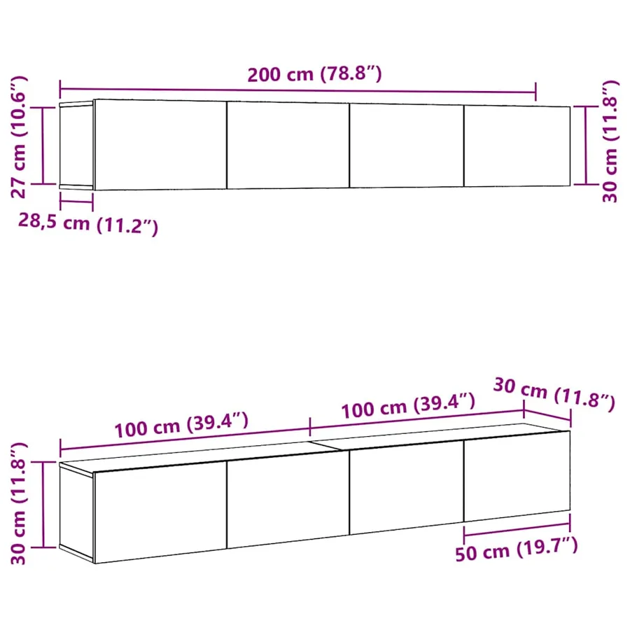 Ensemble meuble TV 4 pcs Chêne noir 100 x 30 x 30 cm - 11