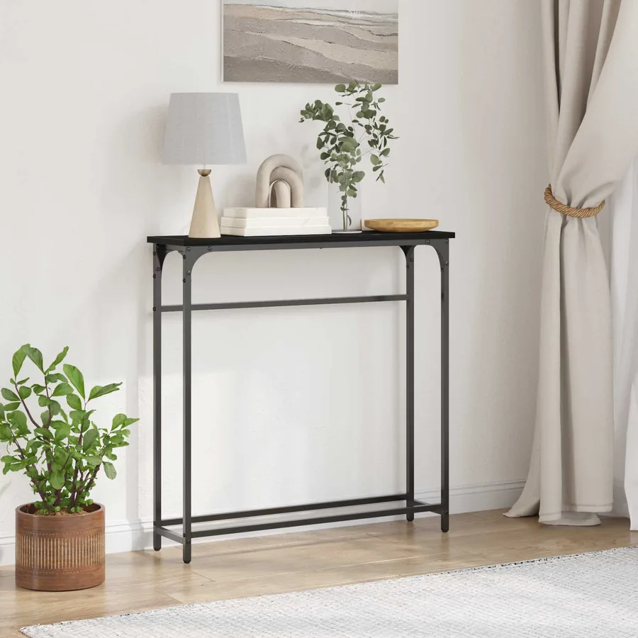 Table console Chêne noir 75 x 19,5 x 75 cm Bois d'ingénierie