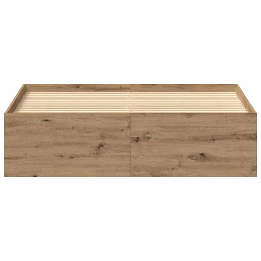 Cadre de lit sans matelas en chêne massif 135 x 190 cm bois d'ingénierie - 5