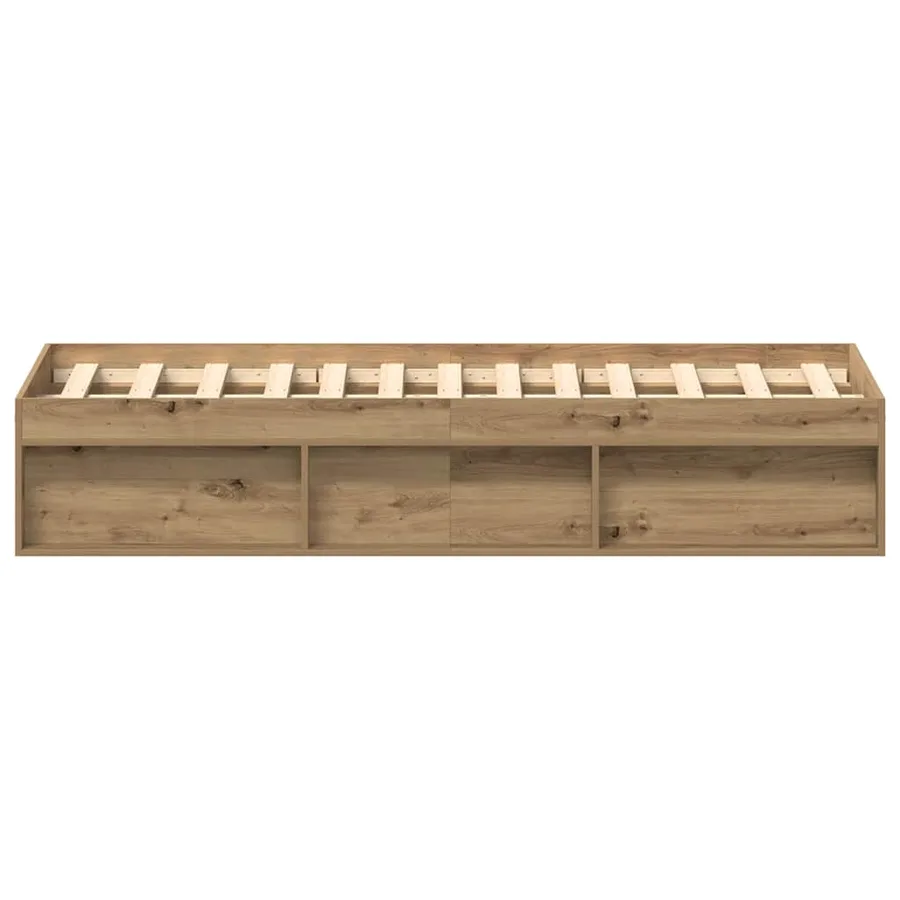 Cadre de lit sans matelas en chêne massif 135 x 190 cm bois d'ingénierie - 6