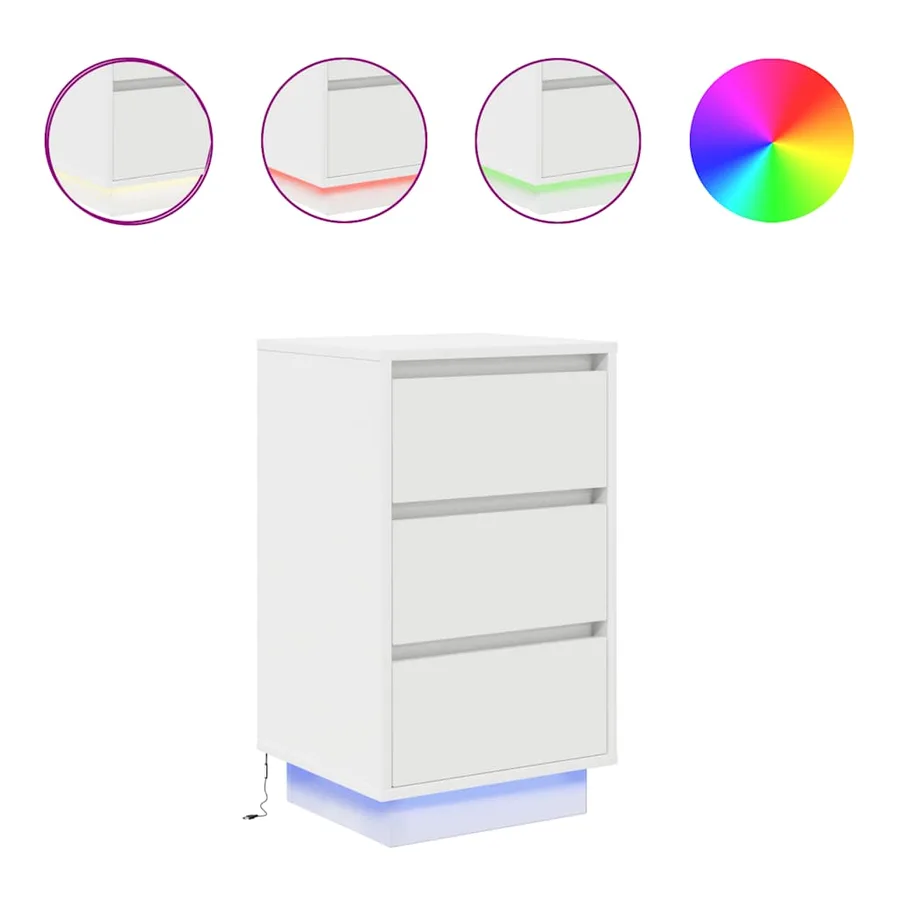 Table de chevet avec lumières LED blanc 38x34x65 cm - 2