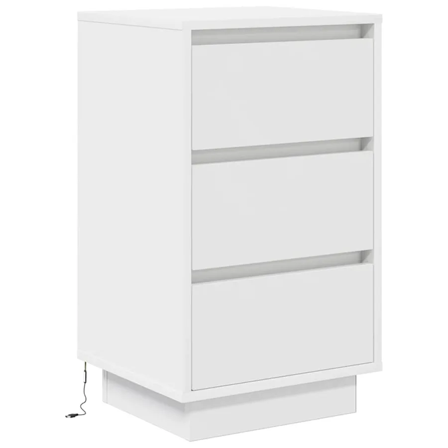 Table de chevet avec lumières LED blanc 38x34x65 cm - 3