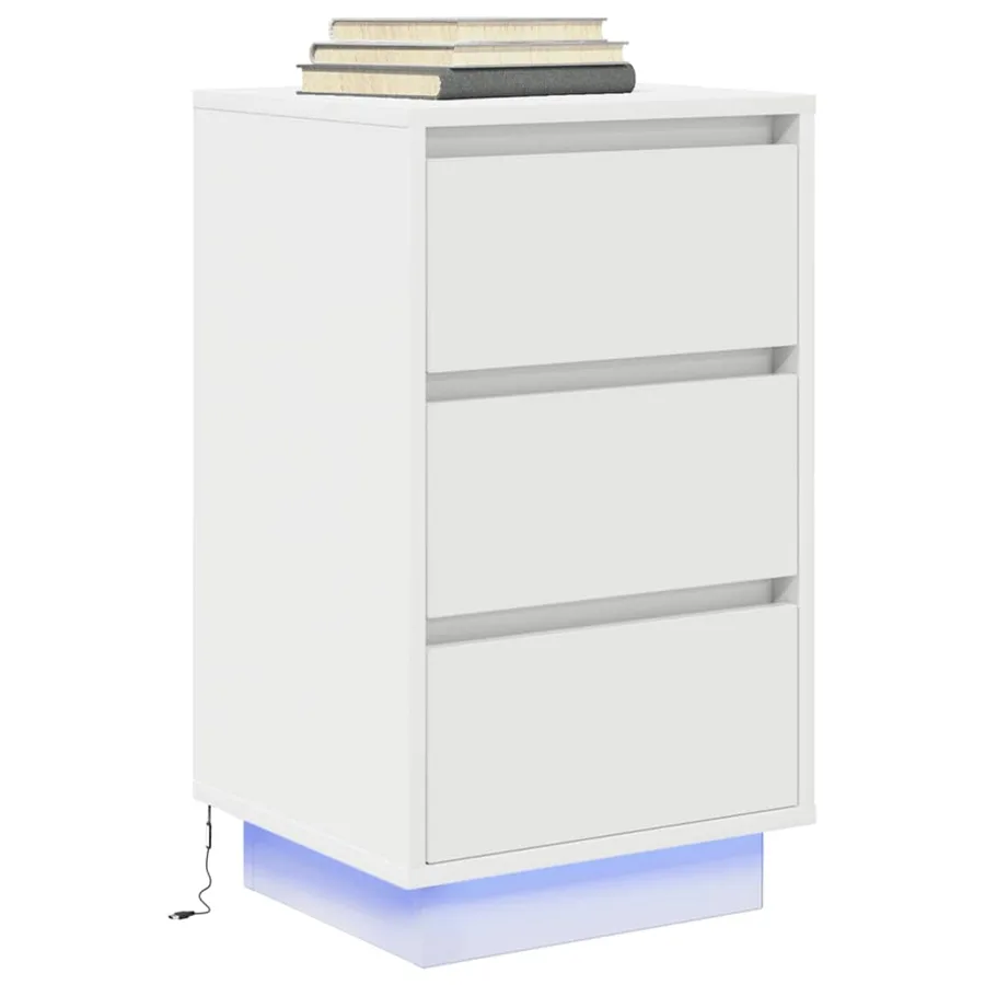 Table de chevet avec lumières LED blanc 38x34x65 cm - 5