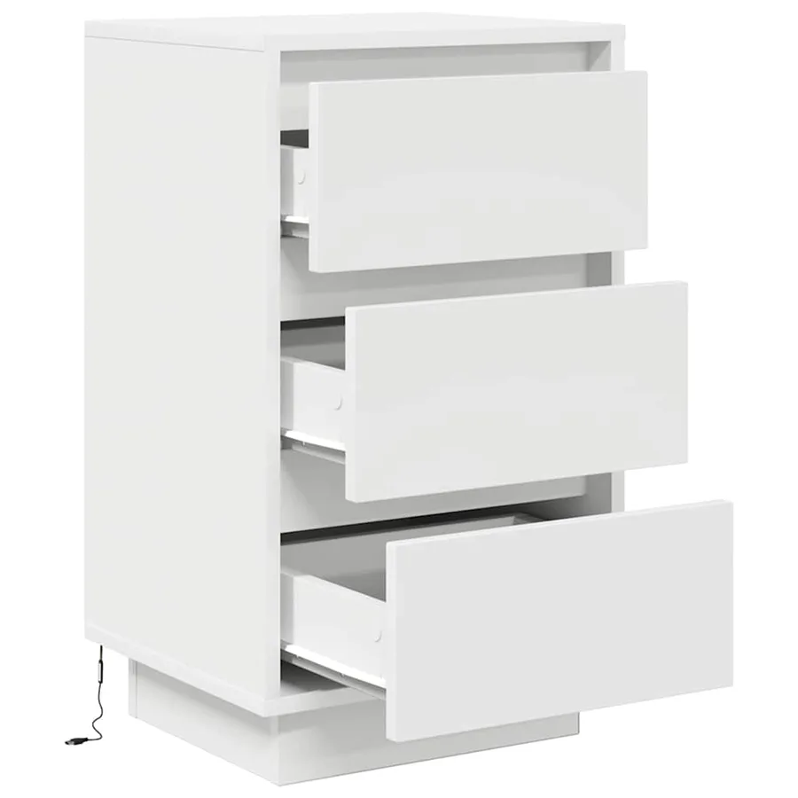 Table de chevet avec lumières LED blanc 38x34x65 cm - 6