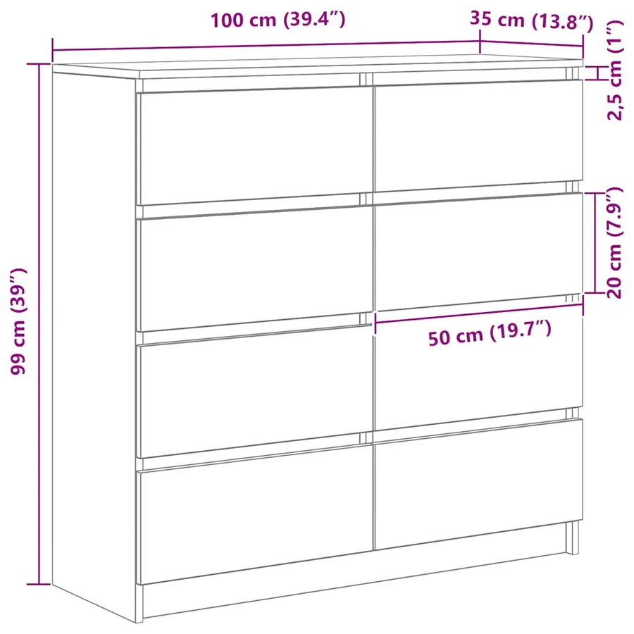 Buffet blanc 100x35x99 cm bois d'ingénierie - 12