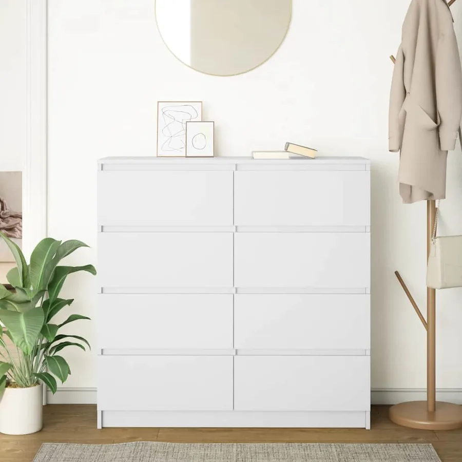 Buffet blanc 100x35x99 cm bois d'ingénierie - 3