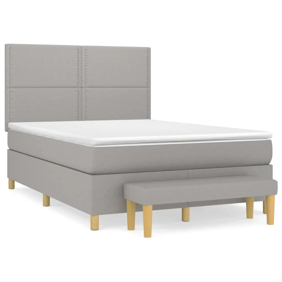 Sommier à lattes de lit avec matelas Gris clair 140x200cm Tissu - 2