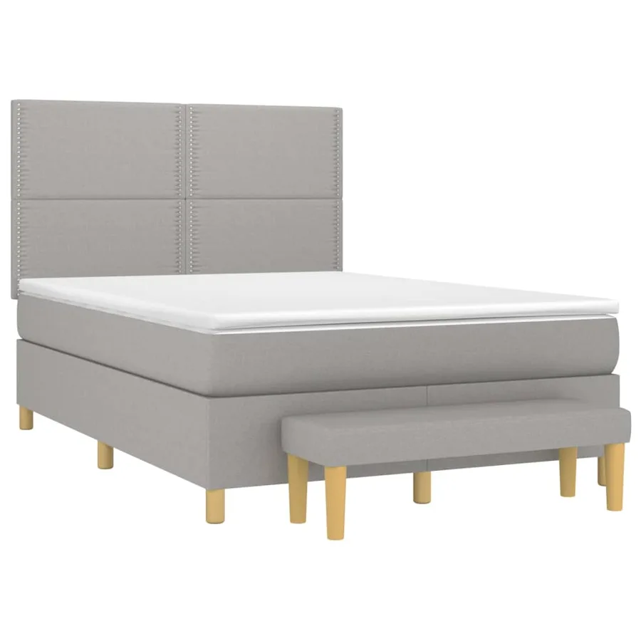 Sommier à lattes de lit avec matelas Gris clair 140x200cm Tissu - 3