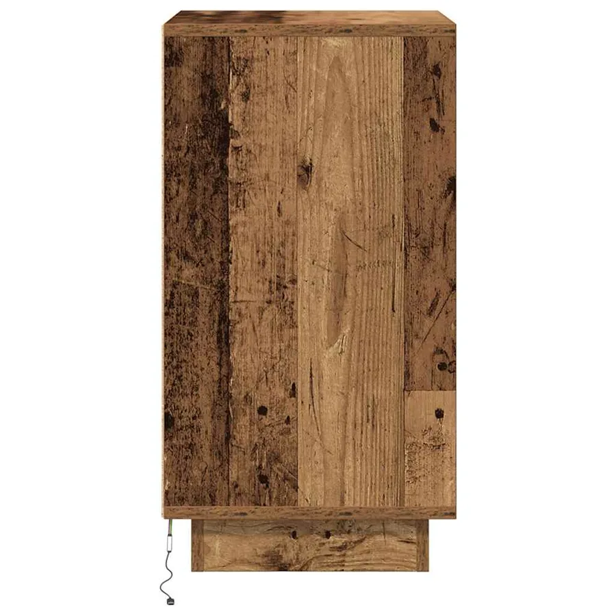 Table de chevet avec lumières LED vieux bois 38x34x65 cm - 8