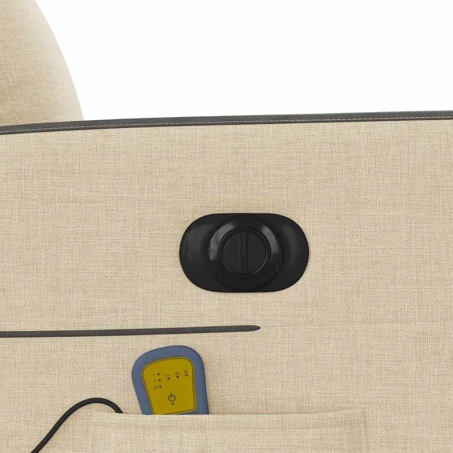 Fauteuil inclinable de massage électrique crème tissu - 12