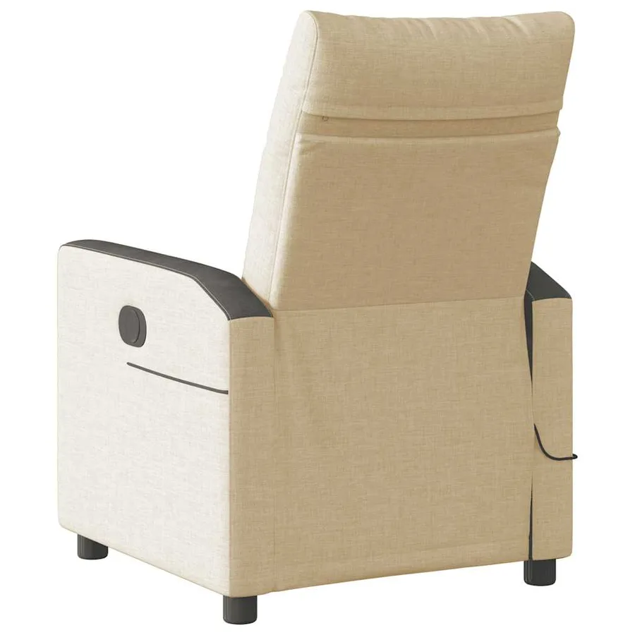 Fauteuil inclinable de massage électrique crème tissu - 7