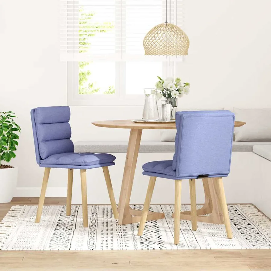 Chaises à manger lot de 2 bleu jean tissu - 2