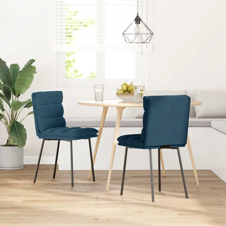 Chaises à manger lot de 2 Bleu Velours - 2