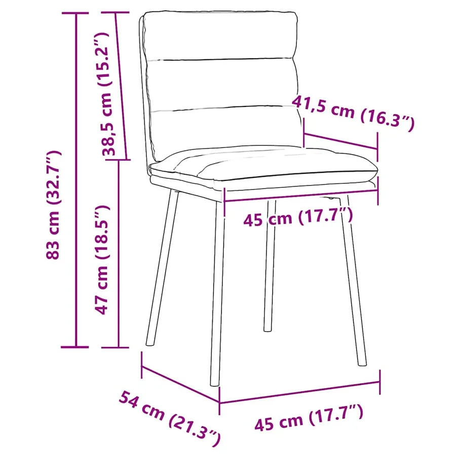 Chaises à manger lot de 2 Bleu Velours - 9