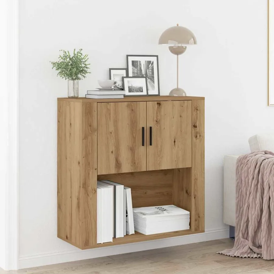 Meuble mural Chêne artisanal 80 x 33 x 80 cm Bois d'ingénierie